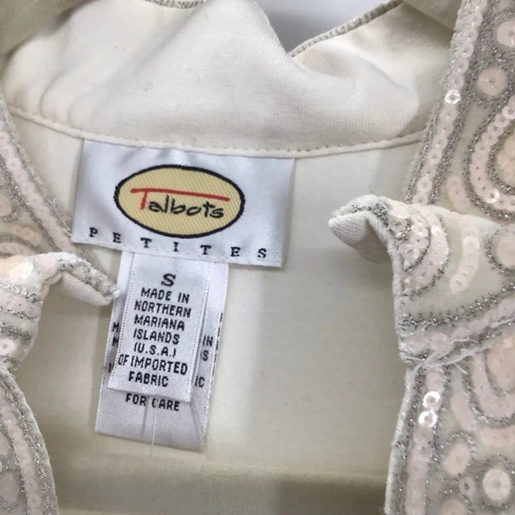 Talbots Women’s Petites Sequin Trim Party Long Sleeve Blouse/TOP NWT Size S - Picture 8 of 8